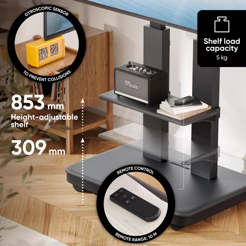 ONKRON TS2811E-B mobiele tv-standaard voor 50-120 inch schermen, zwart