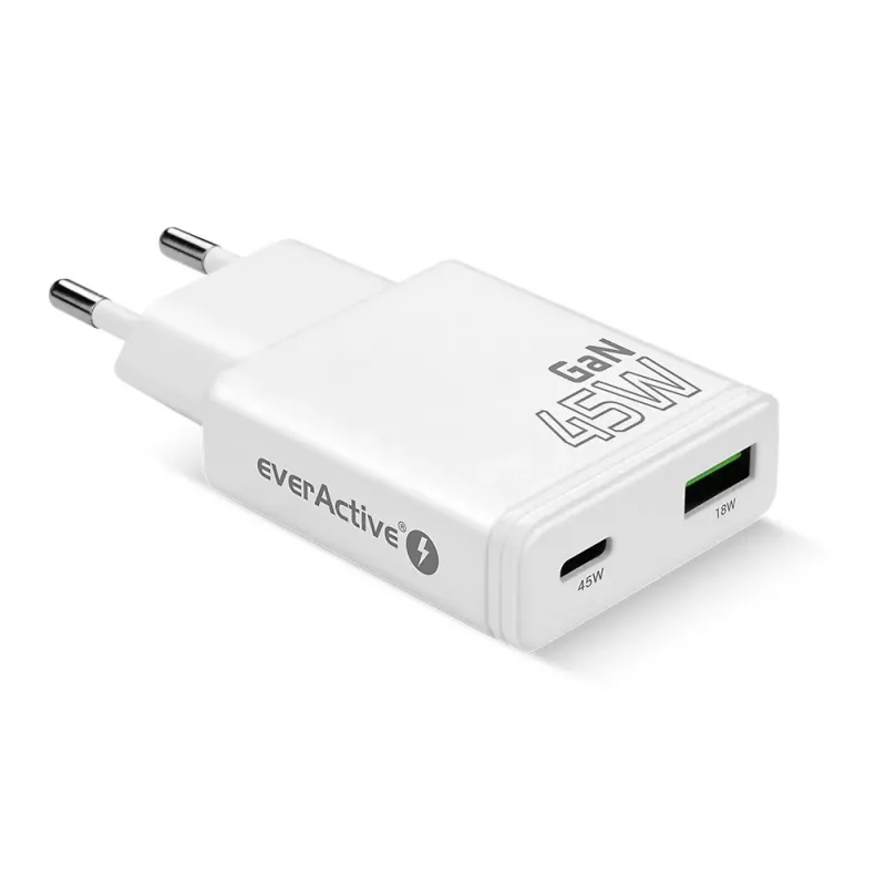 EVERACTIVE GaN QC3.0 45W USB-C wandoplader SC-460Q wit