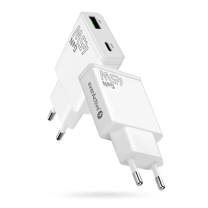 EVERACTIVE GaN QC3.0 45W USB-C wandoplader SC-460Q wit