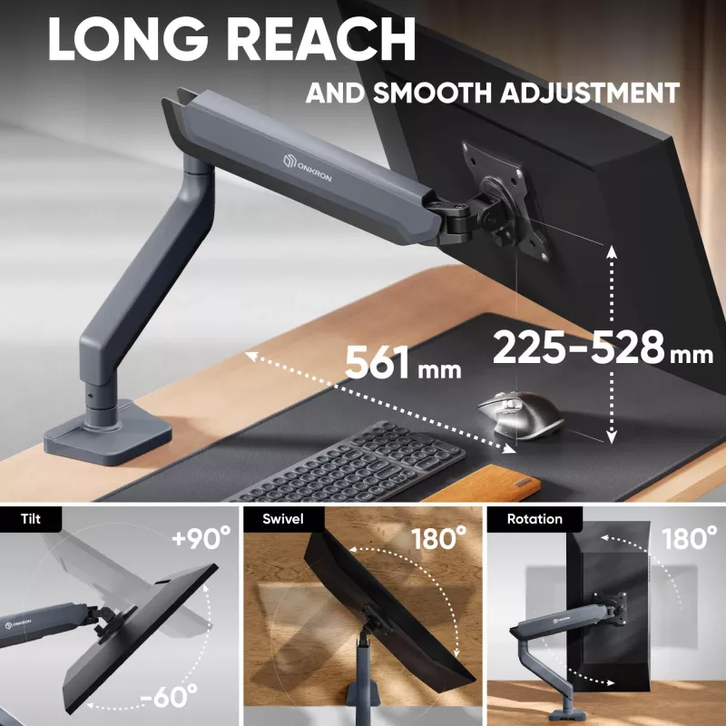 ONKRON G95-G tafelmount voor 17-45 inch monitors, grafiet