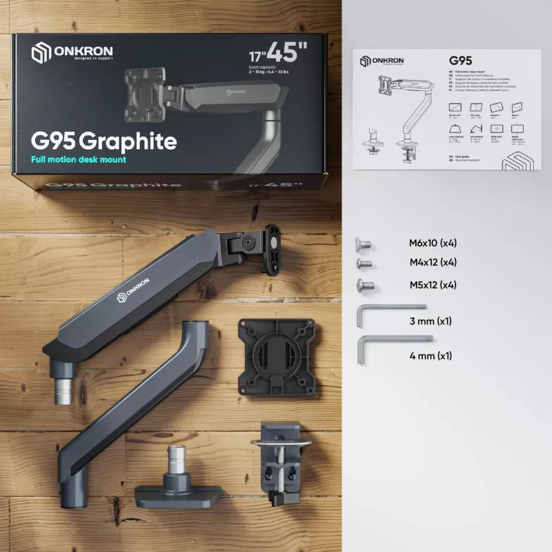 ONKRON G95-G tafelmount voor 17-45 inch monitors, grafiet