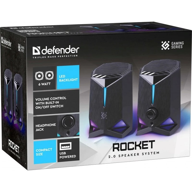 Defender Rocket 2.0 pc-luidsprekers 6W LED zwart