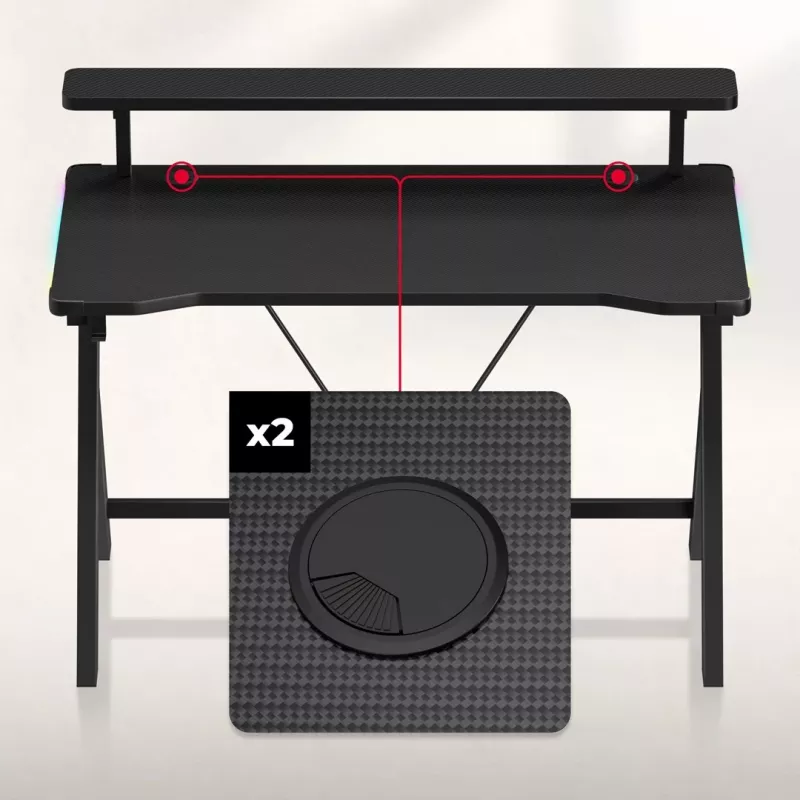HUZARO Hero 1.9 RGB zwart gaming bureau
