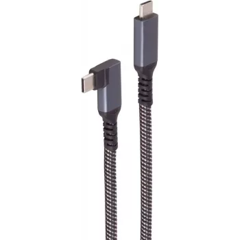 ShiverPeaks BASIC-S USB-C oplaadkabel, 3.2, 90°, 100W PD, textiel, 1m (BS14-75014)