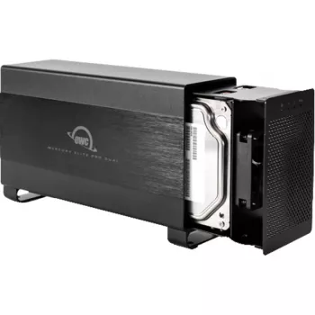 OWC Mercury Elite Pro Dual - externe RAID-behuizing - 2 bays - 2,5/3,5 inch - SATA I/II/III - USB 3.1 Gen 1 & eSATA - aluminium - zwart