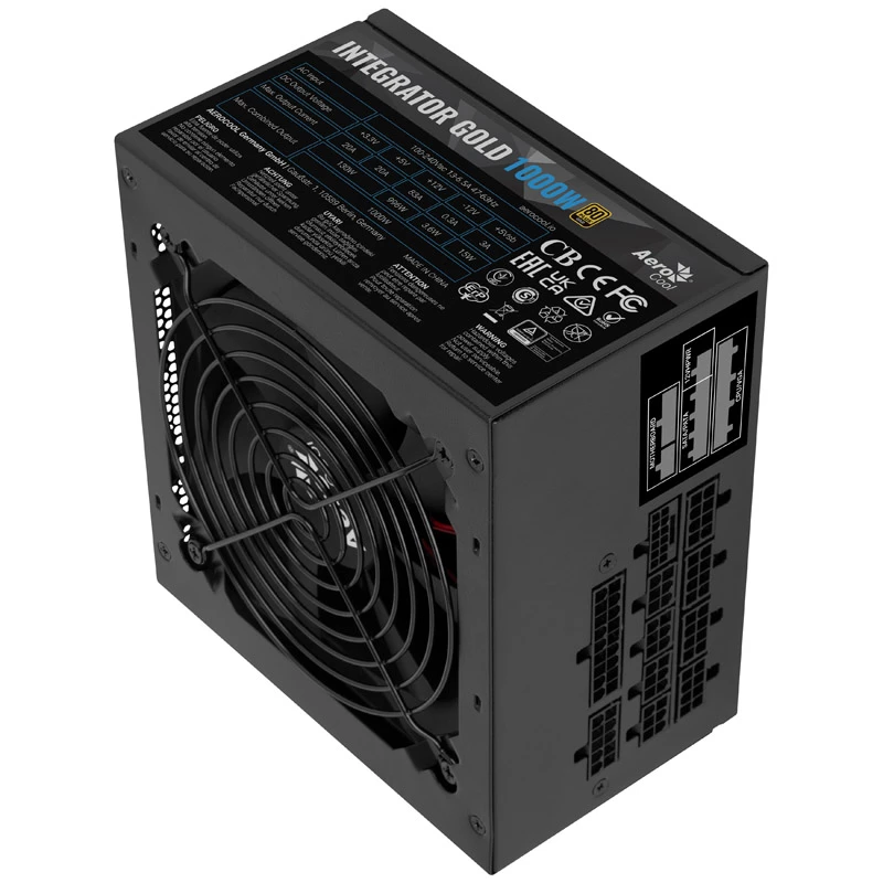 Aerocool Integrator Gold 1000W voeding ATX zwart
