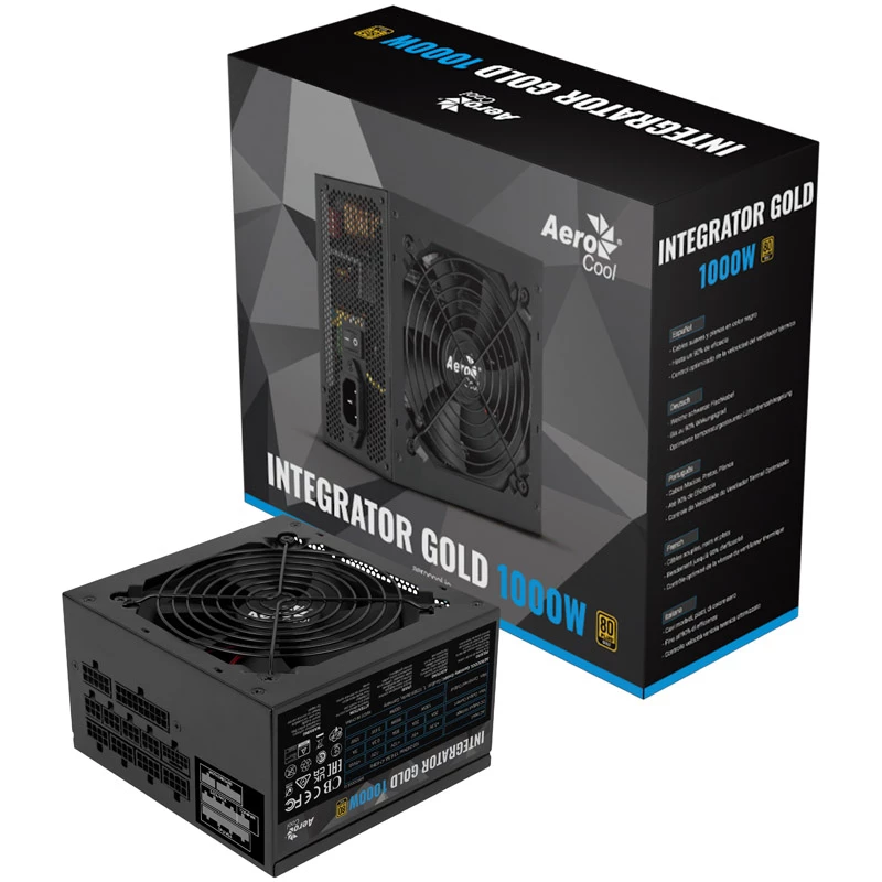 Aerocool Integrator Gold 1000W voeding ATX zwart