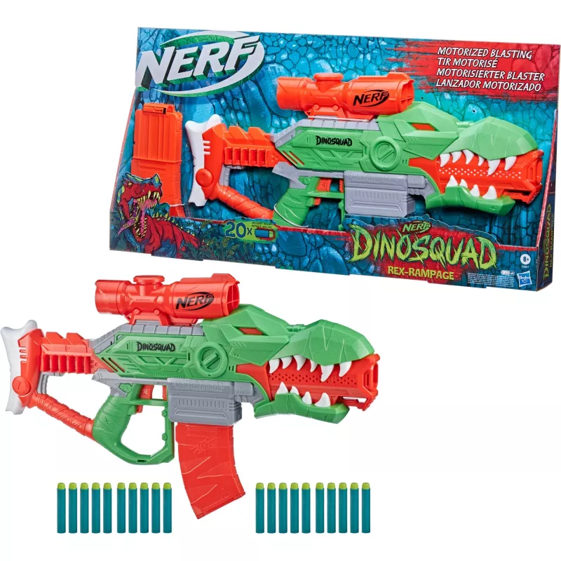 HASBRO Nerf DinoSquad Rex-Rampage gemotoriseerde dart-blaster - groen/oranje