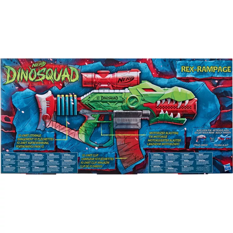HASBRO Nerf DinoSquad Rex-Rampage gemotoriseerde dart-blaster - groen/oranje