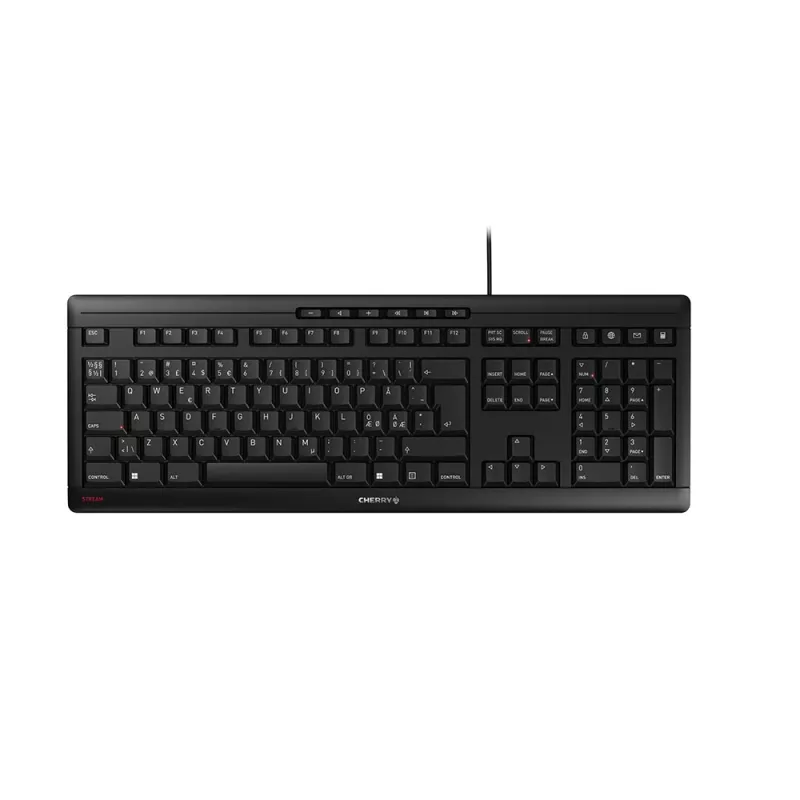 Cherry STREAM KEYBOARD - bedrade USB-toetsenbord - Pan-Nordische layout - zwart