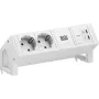 Bachmann DESK2 Pure White bureaustopcontactmodule met 2x Schuko-stopcontacten en 65W USB-C PD, 0,2m kabel, RAL 9010