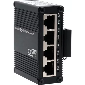EXSYS EX-62021PoE-P 5-poorts industriële Gigabit micro-switch met PoE-pass-through, unmanaged