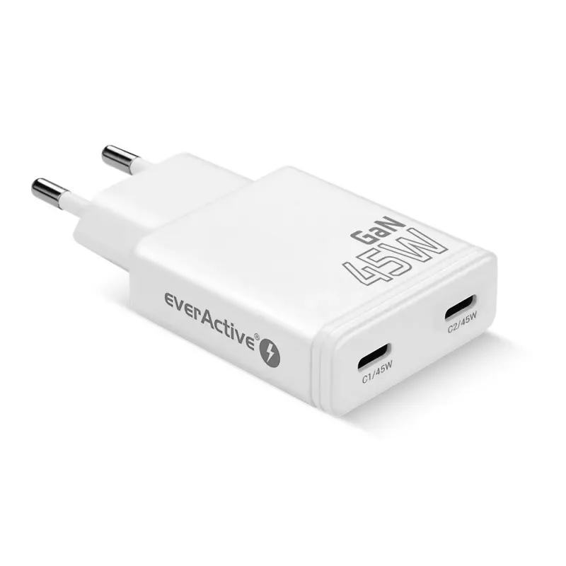 EVERACTIVE GaN 45W USB-C oplader QC3.0 SC-465Q wit