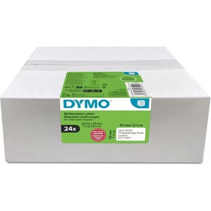 DYMO retouretiketten Advantage Pack 32x57mm 24 rollen 1000 etiketten per rol (2223590)