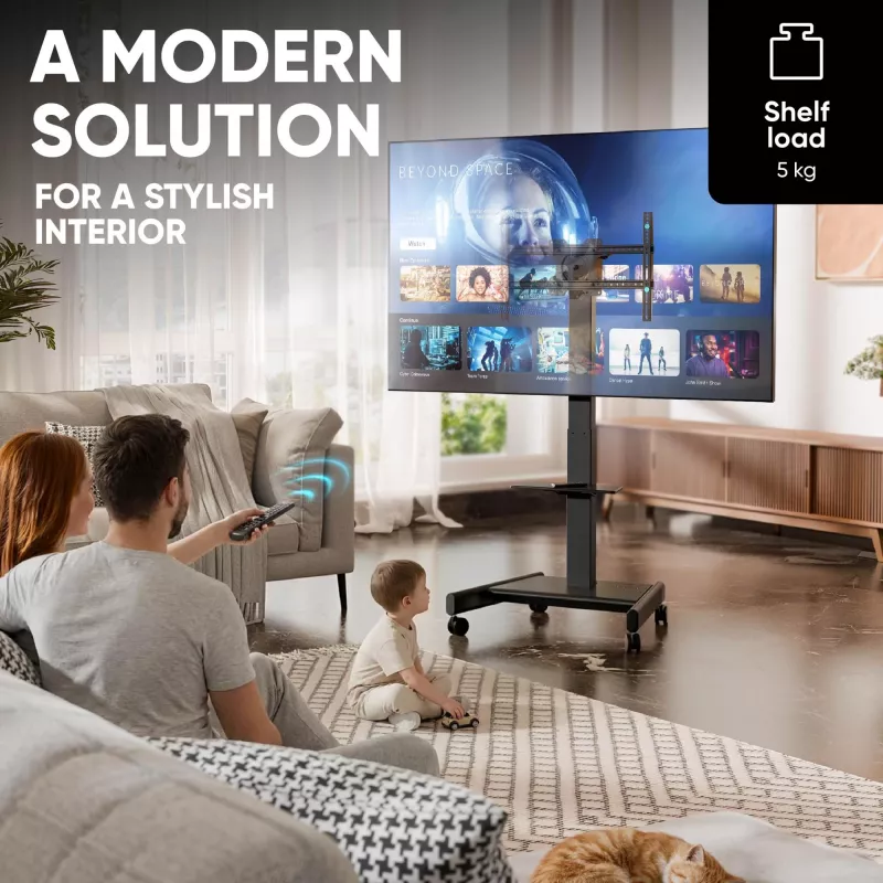 ONKRON TS1552E-B tv-mobiele standaard voor 43-75 inch schermen, zwart