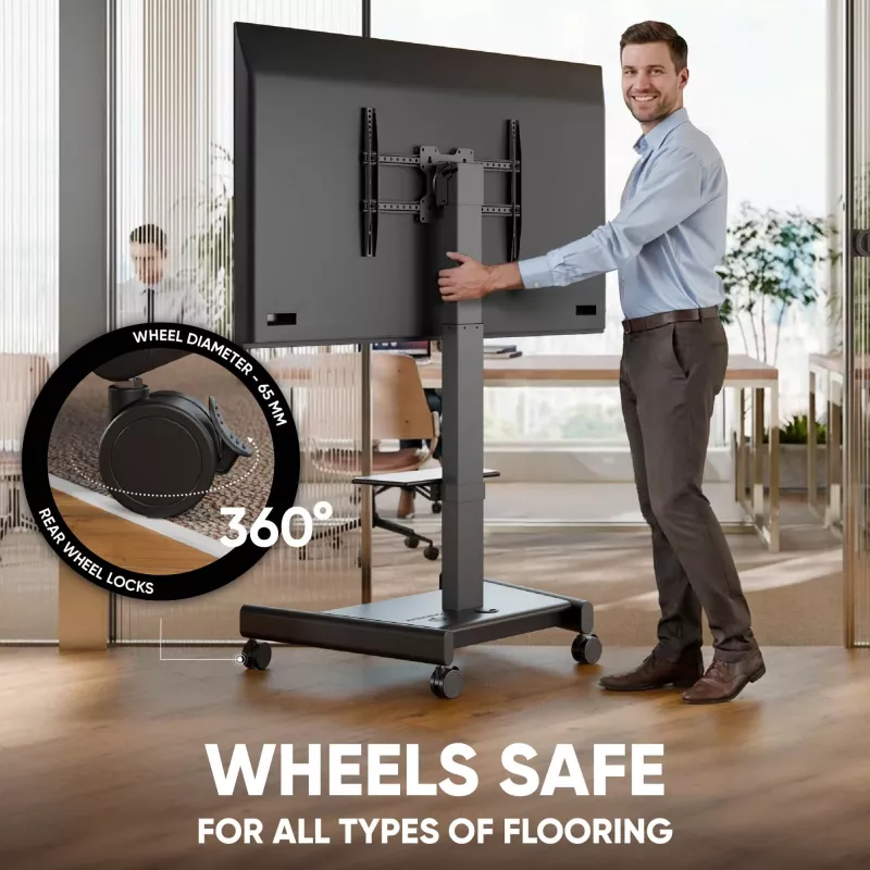 ONKRON TS1552E-B tv-mobiele standaard voor 43-75 inch schermen, zwart