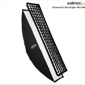 Walimex Pro Essential striplight softbox 40x180 cm met grid, Bowens-adapter en draagtas
