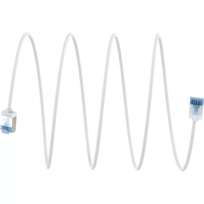 GOOBAY ultraflexibele Cat.6a patchkabel slim, U/FTP, wit, 15m, extra korte stekkers