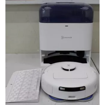 ECOVACS DEEBOT mini BLUESO zuigrobot met zuigstation, 8000 Pa zuigkracht, natte en droge reiniging, ZeroTangle-technologie, Agile Navigation, wit/blauw