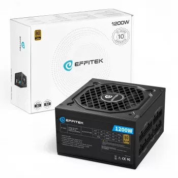 EFFITEK 1200W Gold ATX 3.1 PCIe 5.1 volledig modulaire voeding