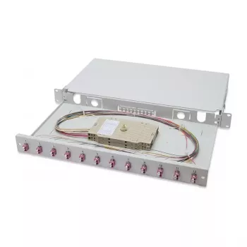 EFB Elektronik Lasbox LC OS2 9/125µm uitschuifbaar 24 pigtails 12 koppelingen 1U