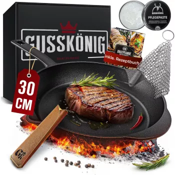 GUSSKÖNIG Pre-Seasoned gietijzeren grillpan 30 cm vierkant