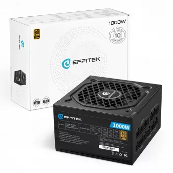 EFFITEK voeding 1000W Gold ATX 3.1, PCIe 5.1 modulaire kabel