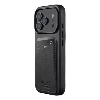 Mujjo Wallet Leather Case voor iPhone 17 Pro met MagSafe (Zwart)