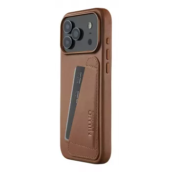 Mujjo Wallet Leather Case voor iPhone 17 Pro Max, MagSafe-compatibel, Tan