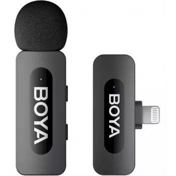 BOYA BY-V1 V2.0 ultra compacte 2,4GHz draadloze microfoon voor Lightning-apparaten - 1TX+1RX
