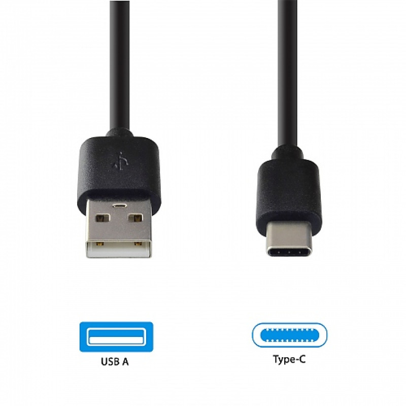 Emporia DATA-TC-GNG-B USB-A naar USB-C kabel 1 m zwart
