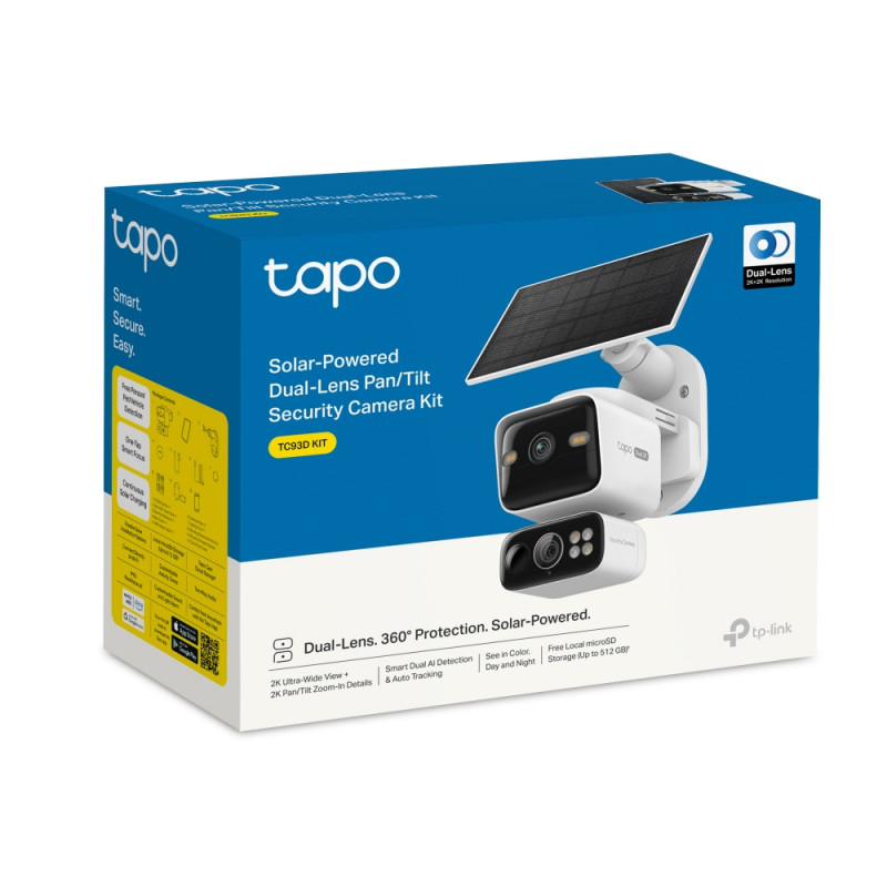 TP-LINK Tapo TC93D KIT V1 Solar-Powered Security Camera Kit - 2K QHD pan/tilt Wi-Fi camera met zonnepaneel