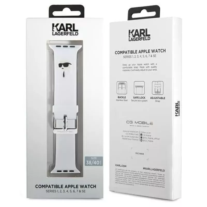 Karl Lagerfeld 3D Rubber Karl Head Apple Watch armband 38/40/41mm wit