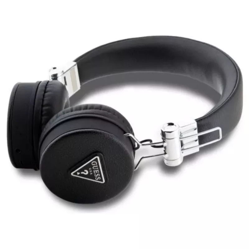 Guess Grained Classic Round Shape draadloze Bluetooth over-ear hoofdtelefoon met ENC (zwart)