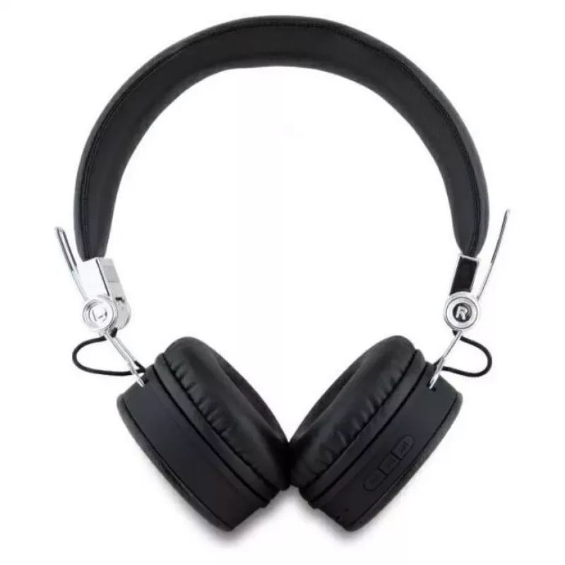 Guess Grained Classic Round Shape draadloze Bluetooth over-ear hoofdtelefoon met ENC (zwart)