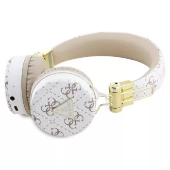 Guess 4G Triangle Round Shape - draadloze on-ear Bluetooth-hoofdtelefoon met ENC (wit)