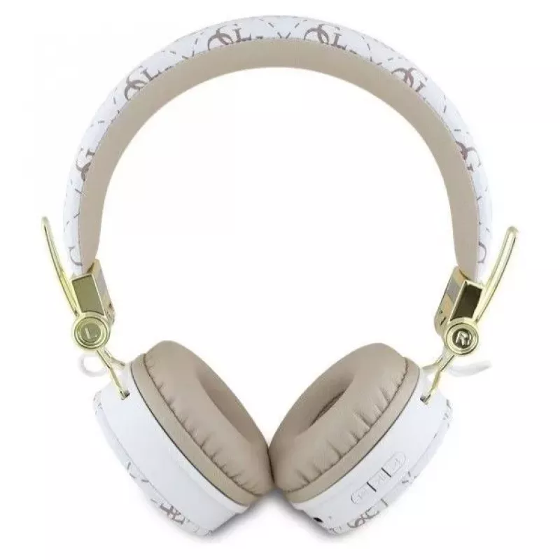 Guess 4G Triangle Round Shape - draadloze on-ear Bluetooth-hoofdtelefoon met ENC (wit)
