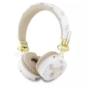 Guess 4G Triangle Round Shape - draadloze on-ear Bluetooth-hoofdtelefoon met ENC (wit)
