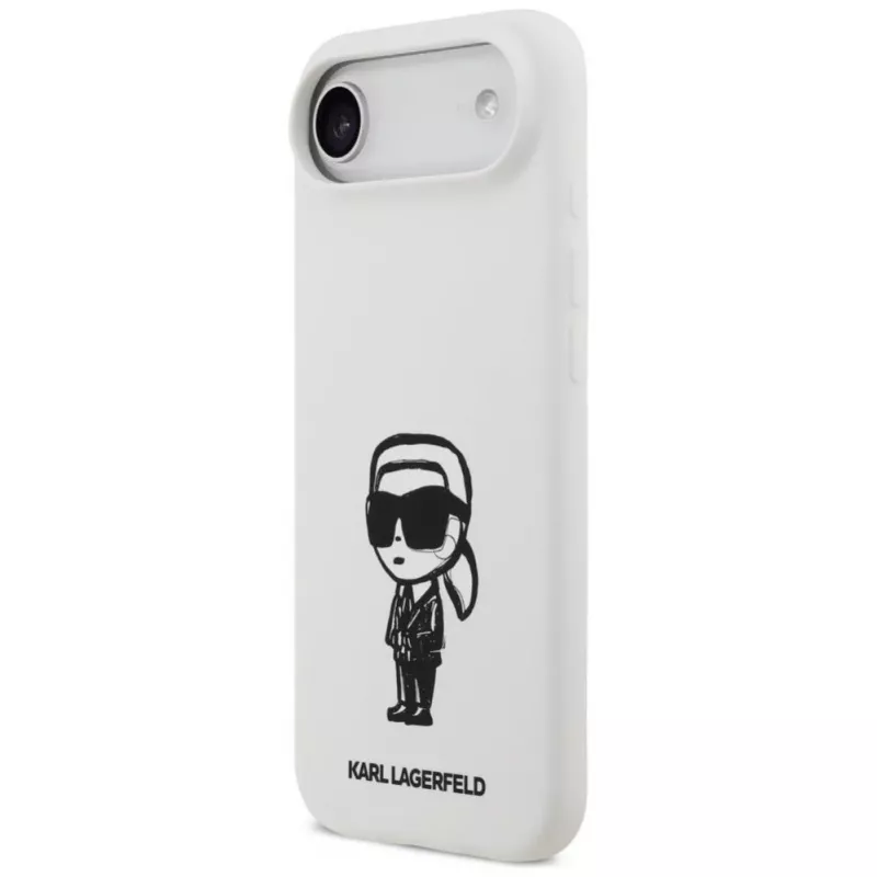 KARL LAGERFELD Silicone Case Karl Sketch & Logo MagSafe voor iPhone Air, wit