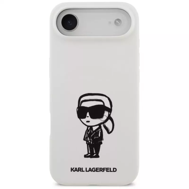 KARL LAGERFELD Silicone Case Karl Sketch & Logo MagSafe voor iPhone Air, wit