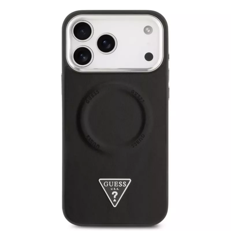 Guess Triangle Logo MagSafe-hoesje voor iPhone 17 Pro Max (zwart)