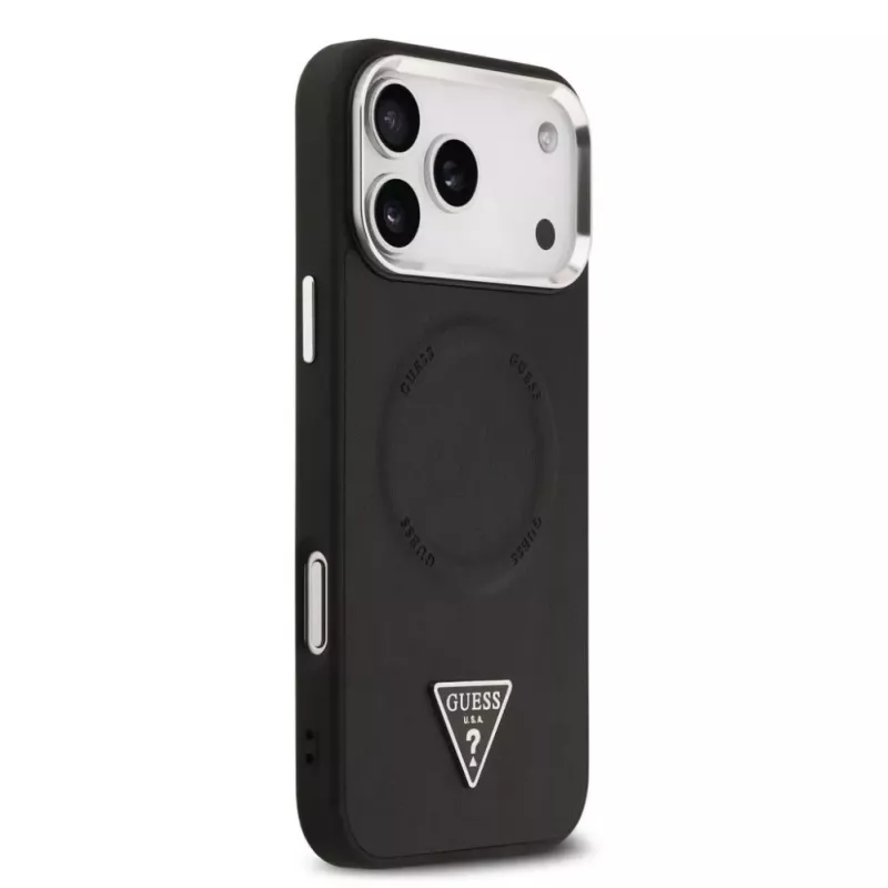 Guess Triangle Logo MagSafe-hoesje voor iPhone 17 Pro Max (zwart)
