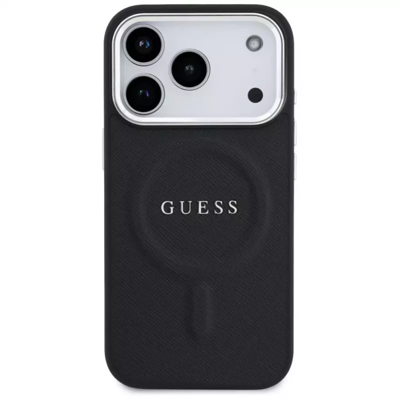 Guess Classic Logo MagSafe-hoesje voor iPhone 17 Pro zwart
