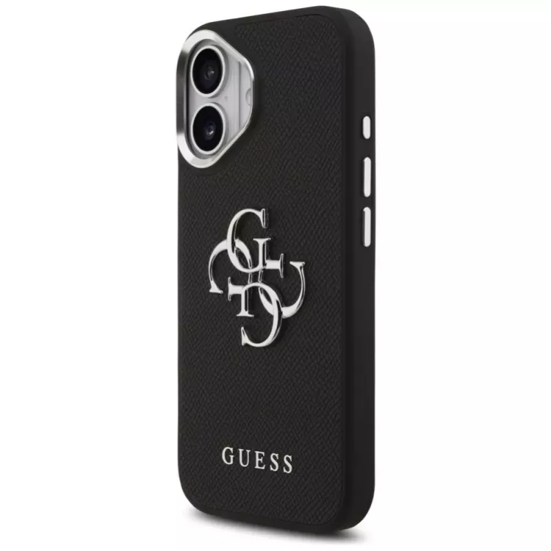 Guess Grained Big 4G Classic Logo hoesje voor iPhone 17, zwart
