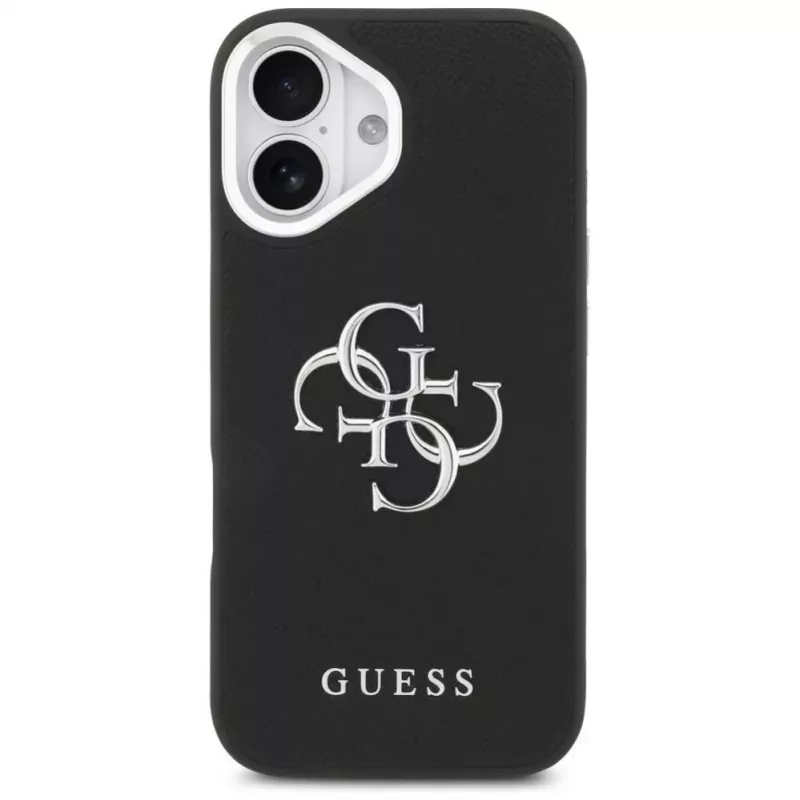 Guess Grained Big 4G Classic Logo hoesje voor iPhone 17, zwart