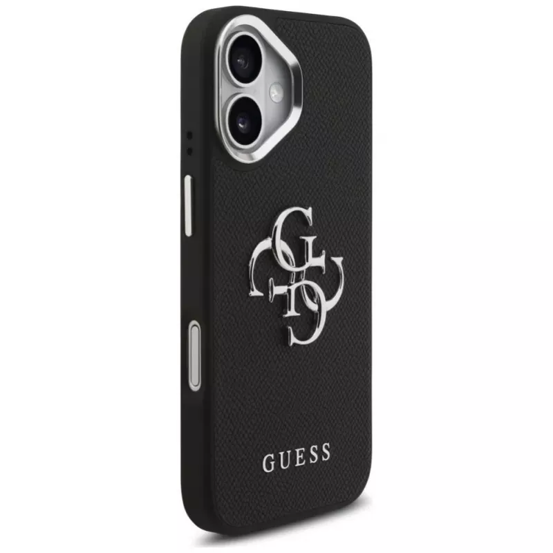 Guess Grained Big 4G Classic Logo hoesje voor iPhone 17, zwart