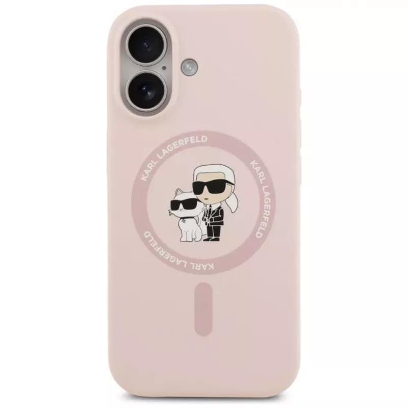 KARL LAGERFELD Silicone Case Karl&Choupette Ring MagSafe voor iPhone 17 roze