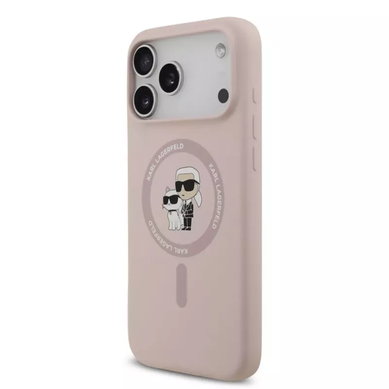 KARL LAGERFELD Silicone Karl & Choupette Ring MagSafe case voor Apple iPhone 17 Pro Max, roze