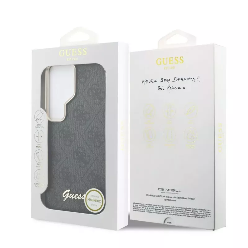 Guess 4G Script MagSafe-hoes voor Samsung Galaxy S26 Ultra (zwart)