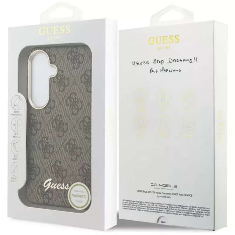 Guess 4G Script MagSafe-hoes voor Samsung Galaxy S26 (bruin)
